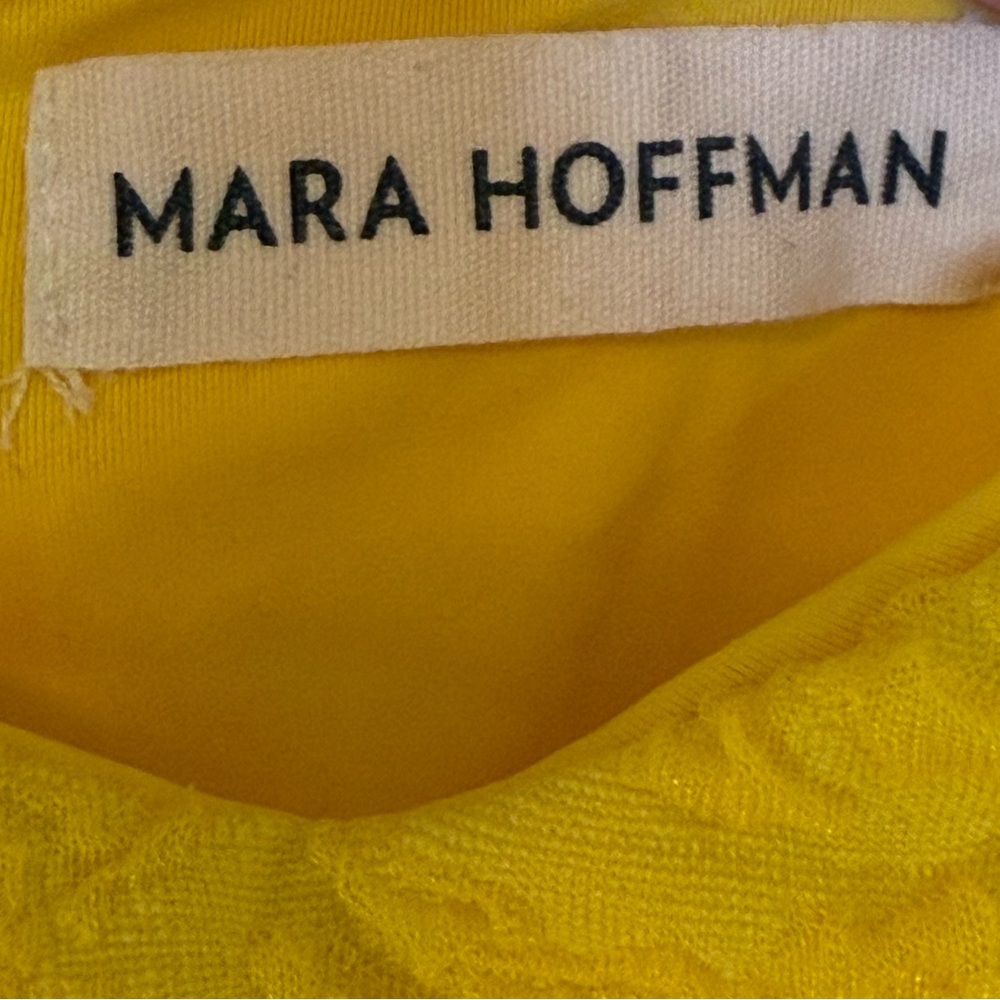 Mara Hoffman Yellow Floral Jacquard One Piece Swimsuit Size Small - Picture 6 of 8